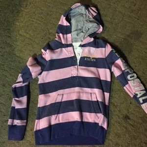 Aeropostale pink and navy blue striped hoodie