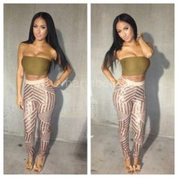 BCBG MAXazria Shelby Sequin Leggings Pants
