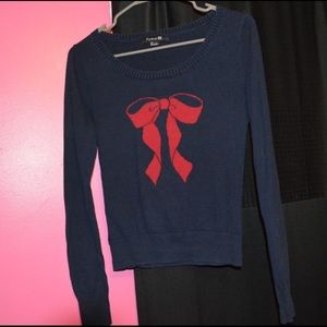 Navy Blue & Red Bow Sweater