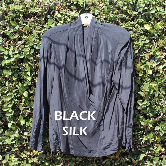 Black Silk Wrap Blouse