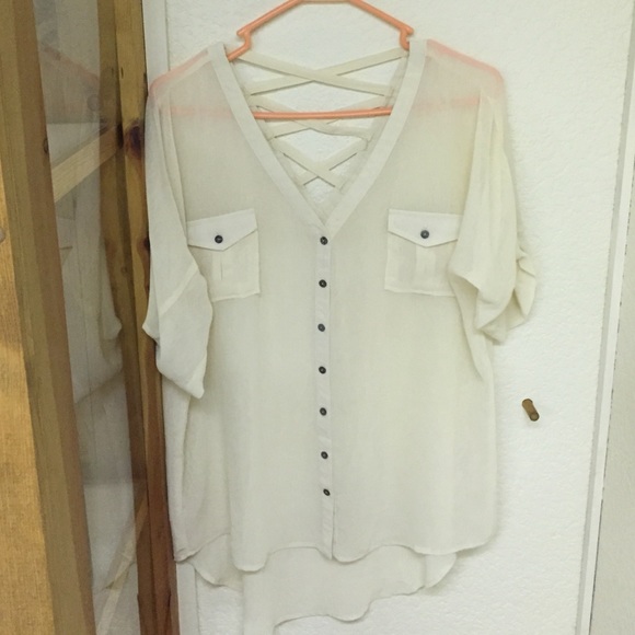 Oversized White cutout top