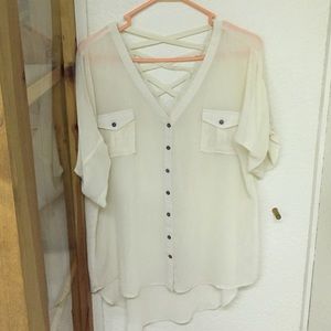 Oversized White cutout top