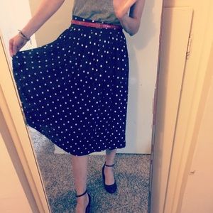 Forever21 below the knee swing skirt polka dot