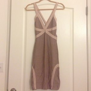 Bebe Bodycon Dress in Pink Champagne