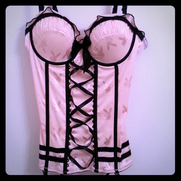 Playboy Pink Lingerie & Bow Thigh Highs