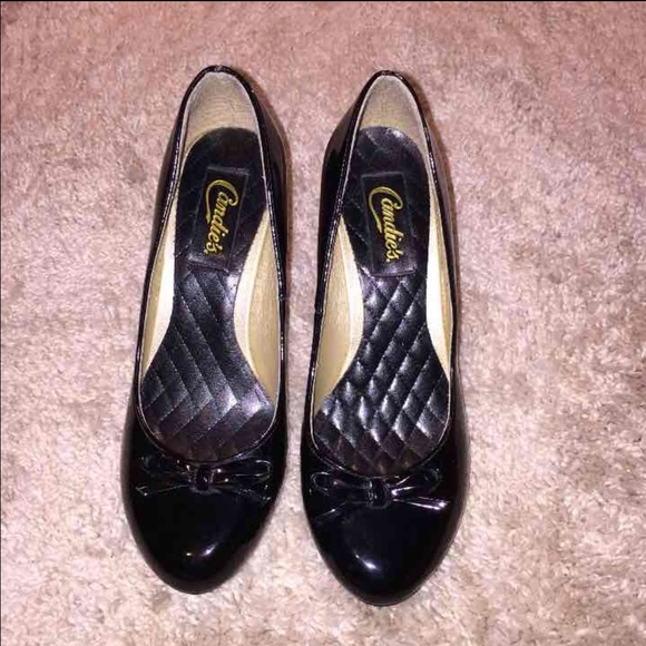 Candies Polished Black Pumps.