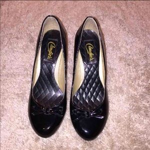 Candies Polished Black Pumps.
