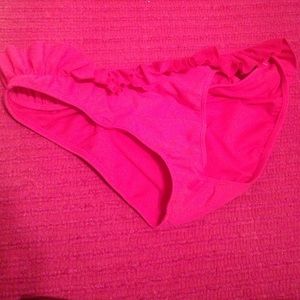 Pink ruffled bikini bottoms size large women's