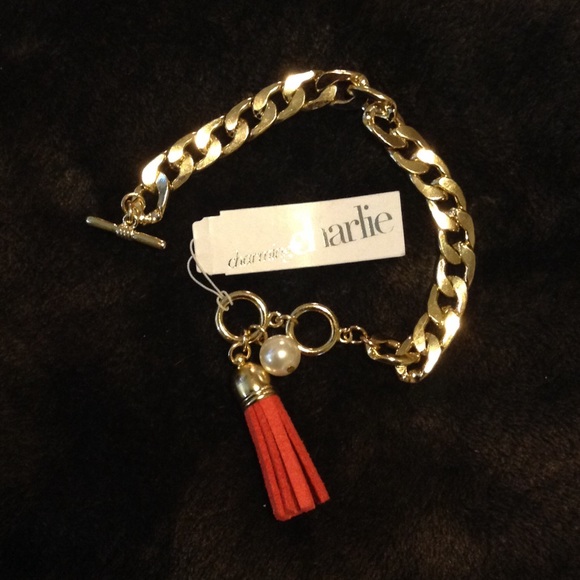 SOLD in BUNDLE ❤Gold wPeal & Tassel Bracelet - Picture 3 of 4