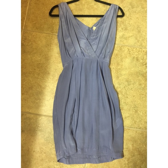 Baby blue silk tulip dress with tie back detail