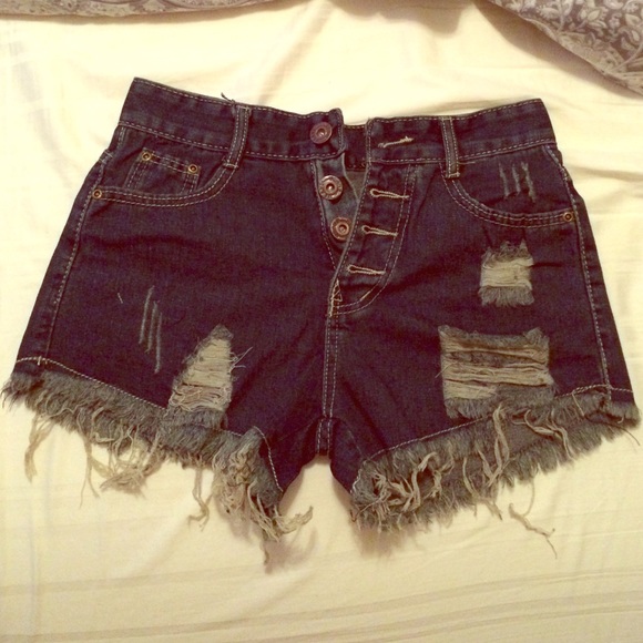 High waisted denim shorts