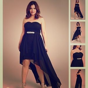 Plus Size Draped Chiffon Lace Dress