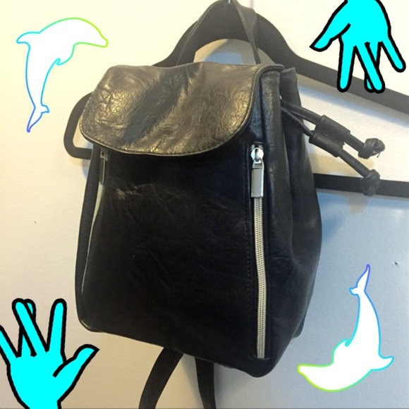 90s Faux Leather Mini Backpack