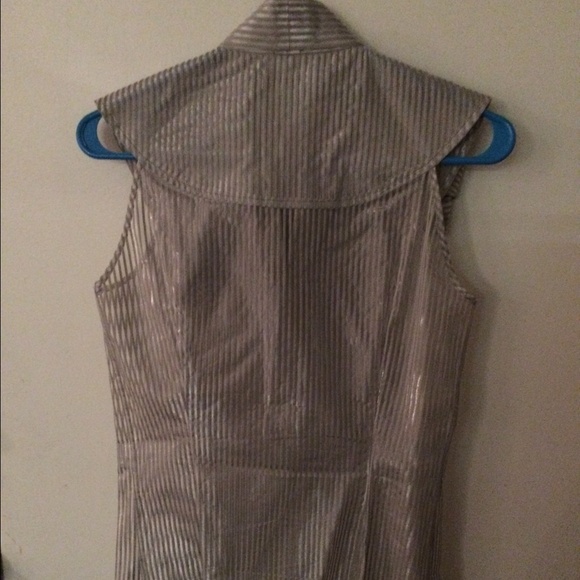 ❌SOLD❌ Transparent Striped Gray Bow Shirt Blouse - Picture 3 of 4