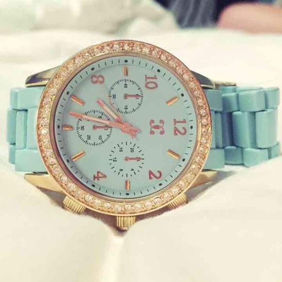 Blue and gold watch