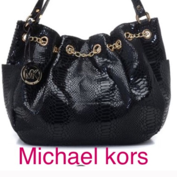 Authentic Michael kors black snakeskin hobo bag