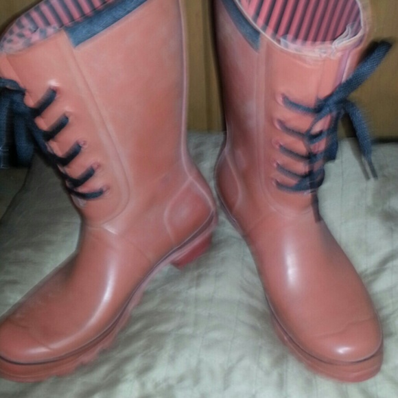 Burnt Orange hunter rain boots