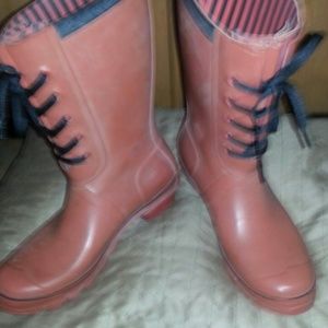 Burnt Orange hunter rain boots