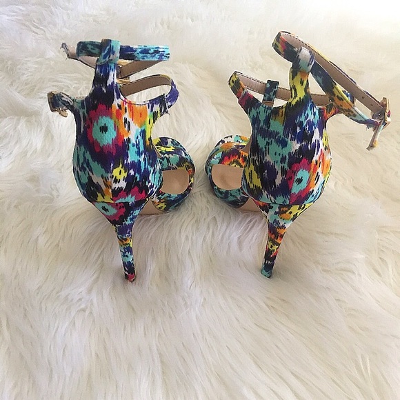 โSOLDโ Multicolor Ankle Strap Heels - Picture 3 of 4