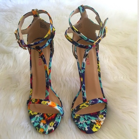 โSOLDโ Multicolor Ankle Strap Heels - Picture 2 of 4