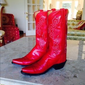 Lucchese 1883 Red Leather Cowboy Boots