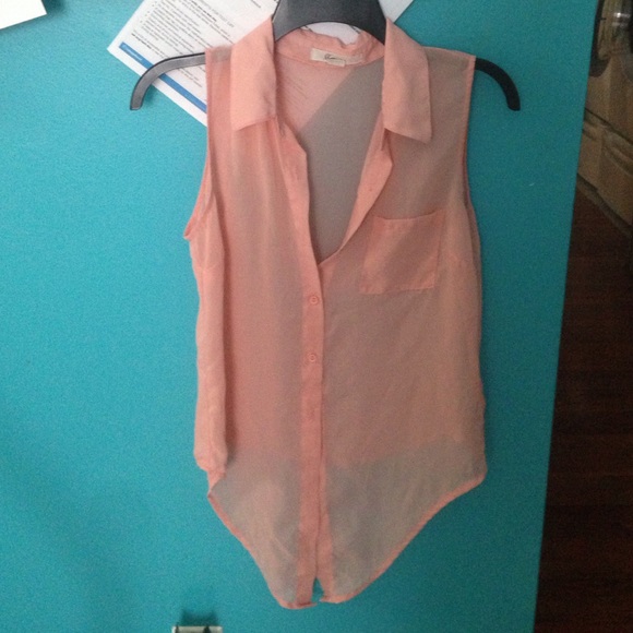 Coral Sheer Tank Blouse - Picture 1 of 3