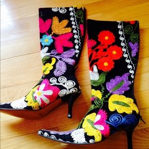 Bright Multi color embroidered boots
