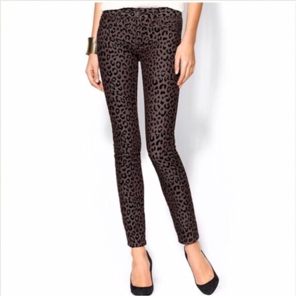 FREE PEOPLE CHEETAH PRINT Flocked Skinny Jeans - Picture 3 of 4