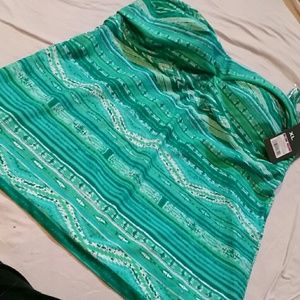 Tribal print tankini strapless with opt. halter