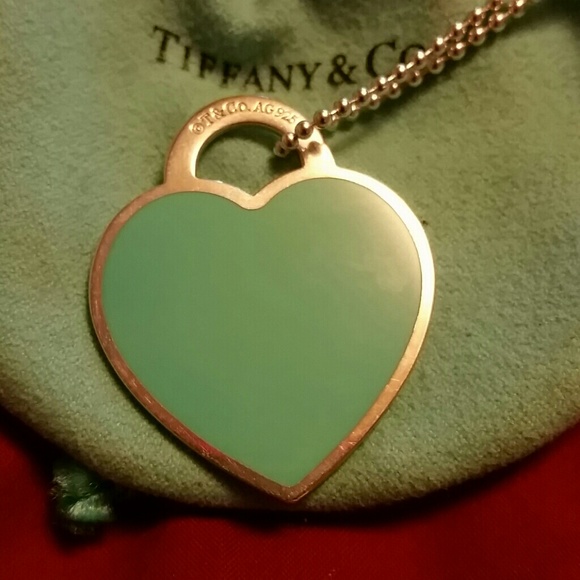 Mom's XL tiffany & Co blue enamel silver heart