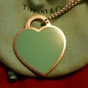 Mom's XL tiffany & Co blue enamel silver heart