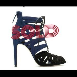 Zara Navy Strappy lace up bootie
