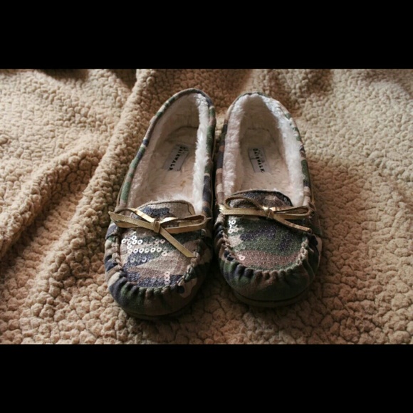 Camo Sequined Moccasins