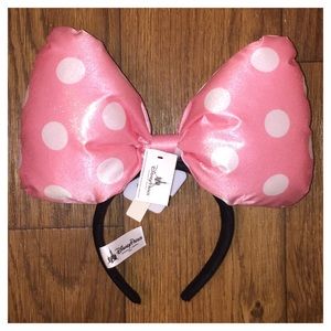 LG Pink White Polka Dot Minnie Mouse Bow Headband