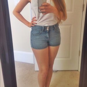 High-waisted denim shorts