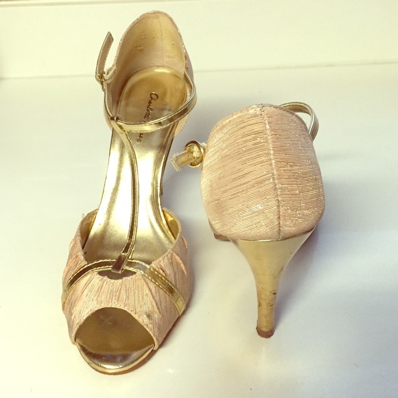 Baby pink and gold heels