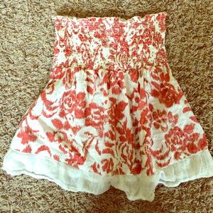 Coral and white flow tube top