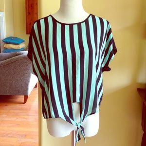 Mint and Black Top