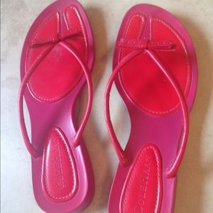 Pink and red leather flip flops Cole Haan