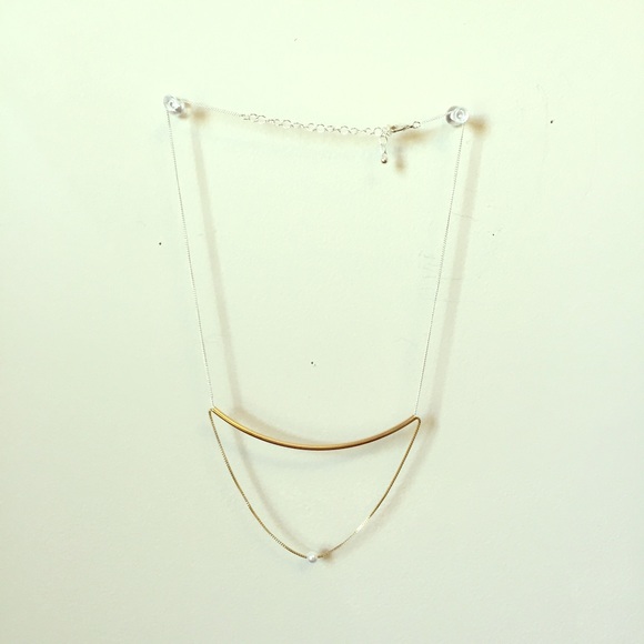 Silver, gold, and pearl necklace