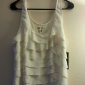 White ruffled tank