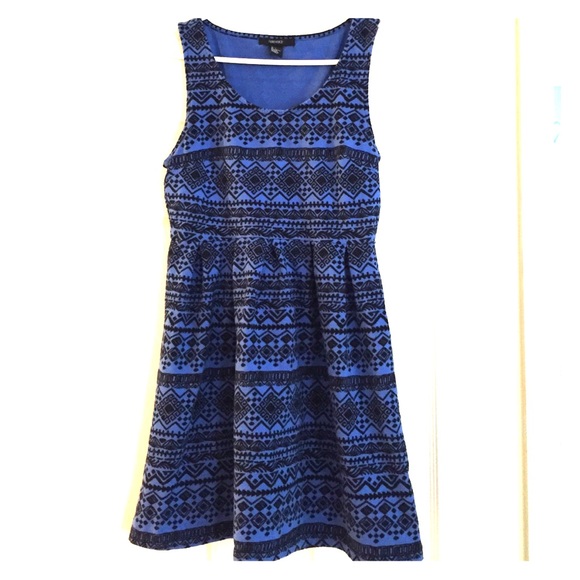 Blue black printed dress