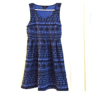Blue black printed dress