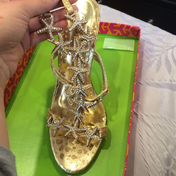 Gold high heels