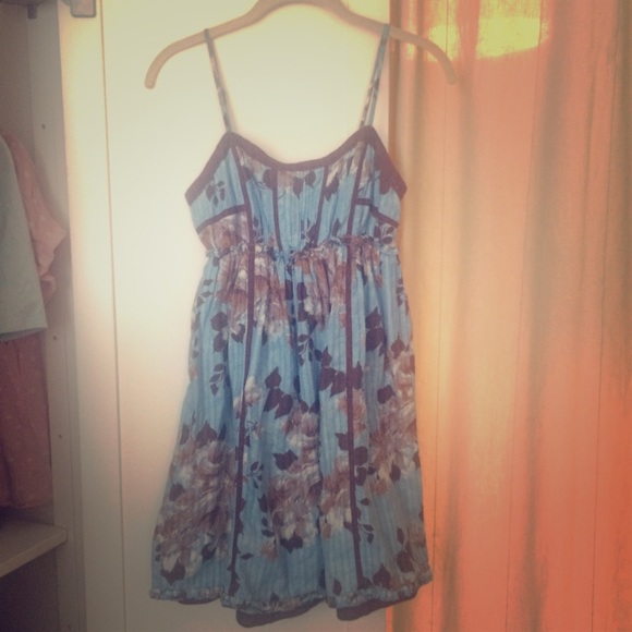 Blue and Brown Floral Dress