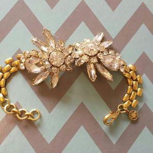 J.crew crystal and gold tone bracelet