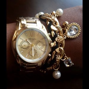 BUNDLE DEAL!!! Gold Watch, Gold Charm Bracelet!