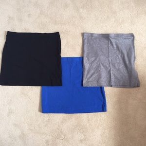3miniskirt BUNDLE! Black, royal blue, shimmer gray