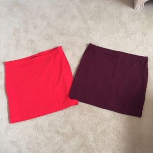 2 MINI SKIRT BUNDLE! Red and maroon