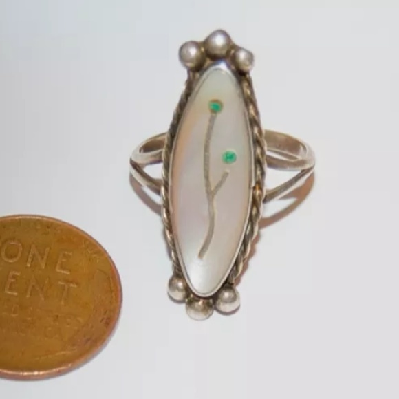 🚫🚫SOLDVintage sterling silver MOP turquoise - Picture 3 of 4